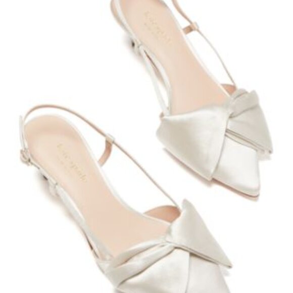 Kate Spade Satin Bow Heels Marseille Pointed Toe Slingback Pump 7B Dust Bag NIB - Picture 11 of 17